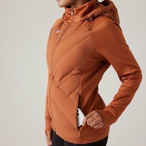 ATHLETA Inlet Down Quilted Jacket Orange Brown Slim Fit Hooded Women’s 3XL